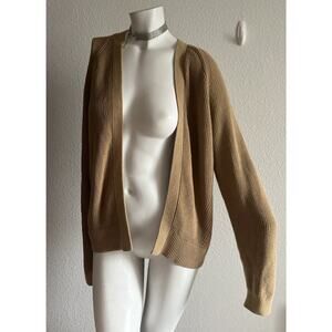 Banana Republic Organic Cotton Camel Brown Open Front Cardigan Sweater Medium